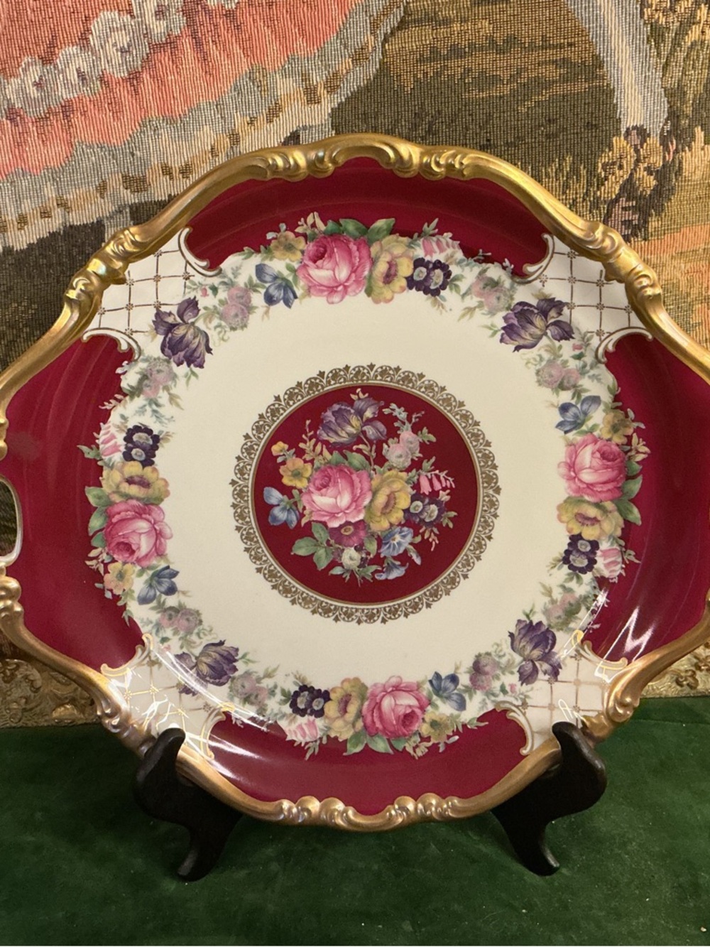 Decorative Floral Serving Plate - Red/Gold Accent Rosenthal Pompadour Germany